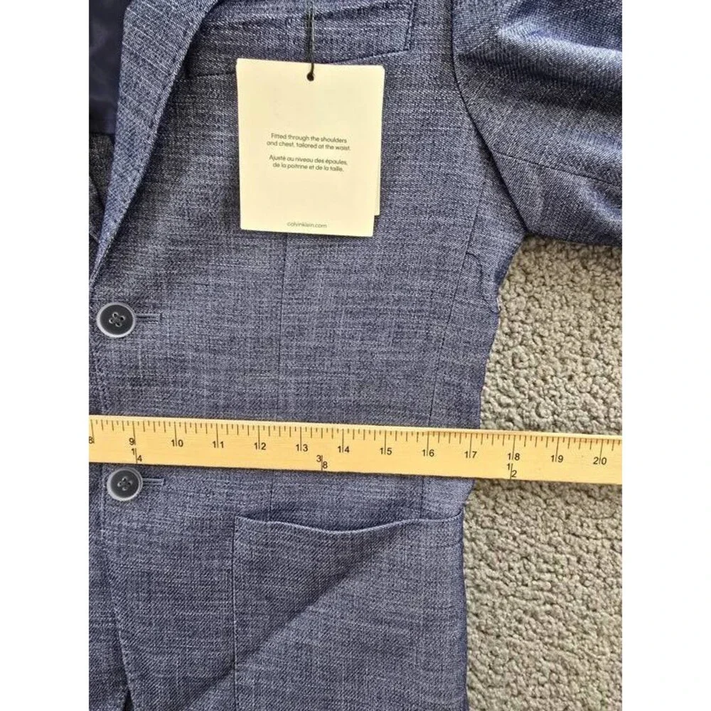 Calvin Klein Solid Slim-Fit Soft Sport Coat Men's 36S Blue Long Sleeve
